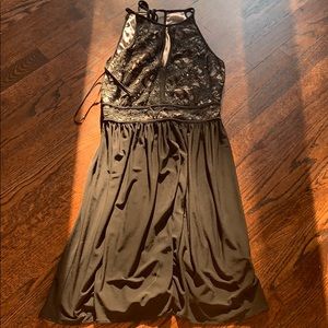 Morgan & Co. Black Midi Dress with Lace Top Detail